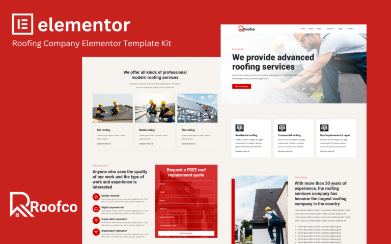 Roofing Company Elementor Template Kit