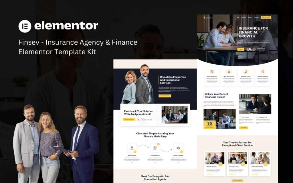 Insurance Agency And Finance Elementor Template Kit